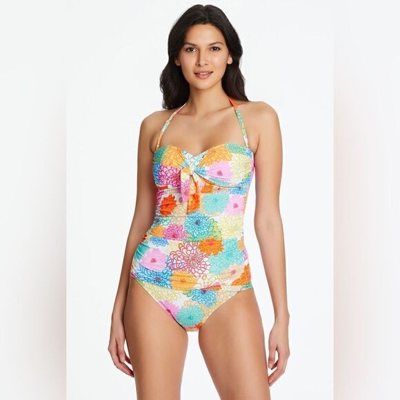 Bleu Rod Beattie Fresh Picks Knot Front Bandeau Tankini Top and Bottom - Picture 1 of 12